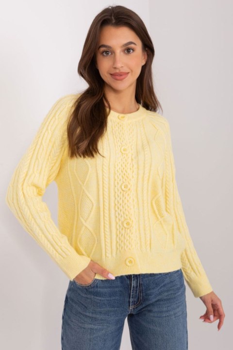 Sweter Damski Model AT-SW-2346-2.99P Light Yellow - AT Sweter Damski Model AT-SW-2346-2.99P Light Yellow - AT