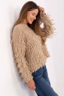 Sweter Damski Model MI-SW-2008.86 Beige - Rue Paris Sweter Damski Model MI-SW-2008.86 Beige - Rue Paris