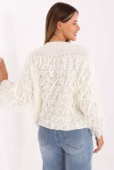 Sweter Damski Model MI-SW-2008.86 Ecru - Rue Paris Sweter Damski Model MI-SW-2008.86 Ecru - Rue Paris