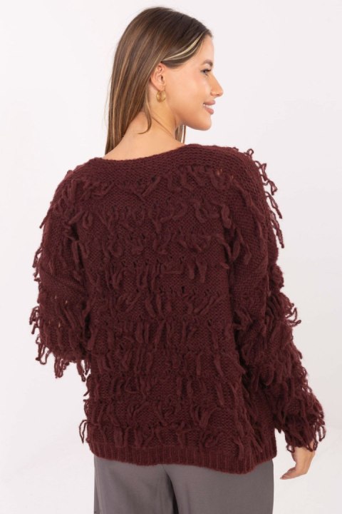 Sweter Kardigan Model MI-SW-1308.21 Bordo - Rue Paris Sweter Kardigan Model MI-SW-1308.21 Bordo - Rue Paris