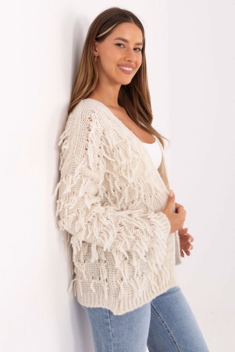 Sweter Kardigan Model MI-SW-1308.21 Ecru - Rue Paris Sweter Kardigan Model MI-SW-1308.21 Ecru - Rue Paris