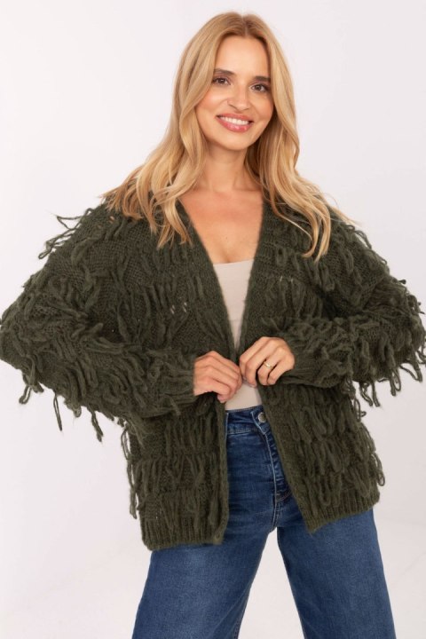 Sweter Kardigan Model MI-SW-1308.21 Khaki - Rue Paris Sweter Kardigan Model MI-SW-1308.21 Khaki - Rue Paris