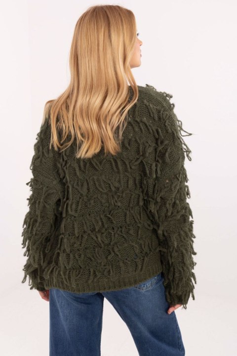 Sweter Kardigan Model MI-SW-1308.21 Khaki - Rue Paris Sweter Kardigan Model MI-SW-1308.21 Khaki - Rue Paris