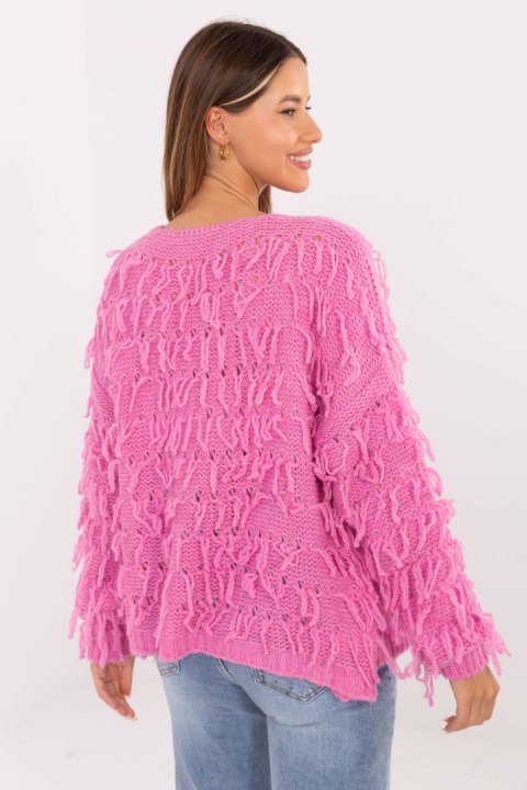 Sweter Kardigan Model MI-SW-1308.21 Pink - Rue Paris Sweter Kardigan Model MI-SW-1308.21 Pink - Rue Paris