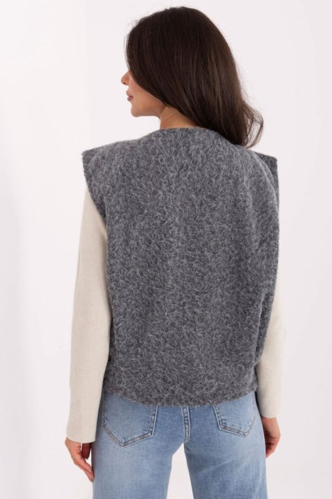 Kamizelka Model IT-KZ-FL9622.29P Dark Grey - Rue Paris Kamizelka Model IT-KZ-FL9622.29P Dark Grey - Rue Paris