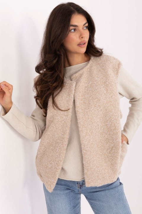 Kamizelka Model IT-KZ-FL9622.29P Light Beige - Rue Paris Kamizelka Model IT-KZ-FL9622.29P Light Beige - Rue Paris