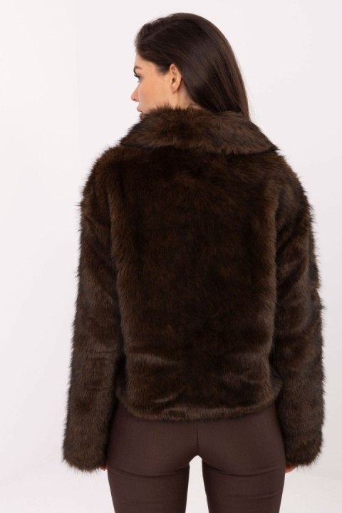 Kurtka Damska Model IT-KR-2502.50 Dark Brown - Rue Paris Kurtka Damska Model IT-KR-2502.50 Dark Brown - Rue Paris