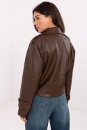 Płaszcz Damski Model IT-KR-FL9558.60 Brown - Rue Paris Płaszcz Damski Model IT-KR-FL9558.60 Brown - Rue Paris