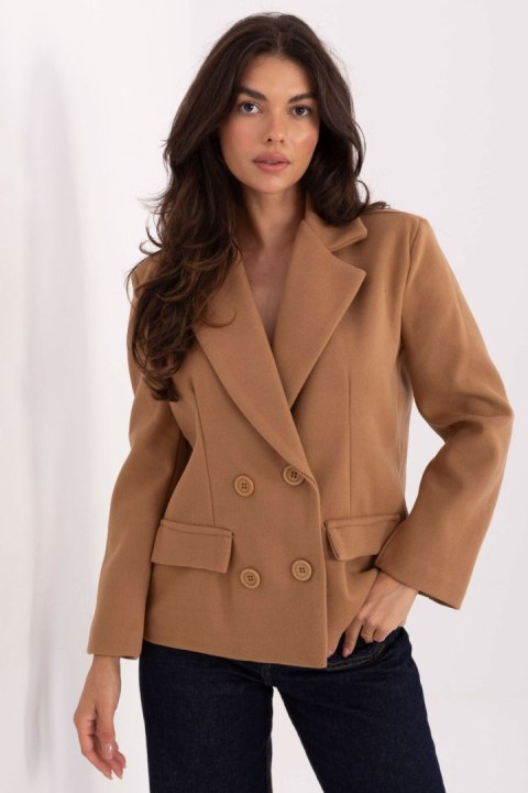 Płaszcz Damski Model IT-KR-FL9559.02P Camel - Rue Paris Płaszcz Damski Model IT-KR-FL9559.02P Camel - Rue Paris