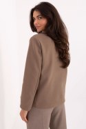 Płaszcz Damski Model IT-KR-FL9559.02P Dark Beige - Rue Paris Płaszcz Damski Model IT-KR-FL9559.02P Dark Beige - Rue Paris