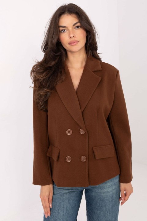 Płaszcz Damski Model IT-KR-FL9559.02P Light Brown - Rue Paris Płaszcz Damski Model IT-KR-FL9559.02P Light Brown - Rue Paris