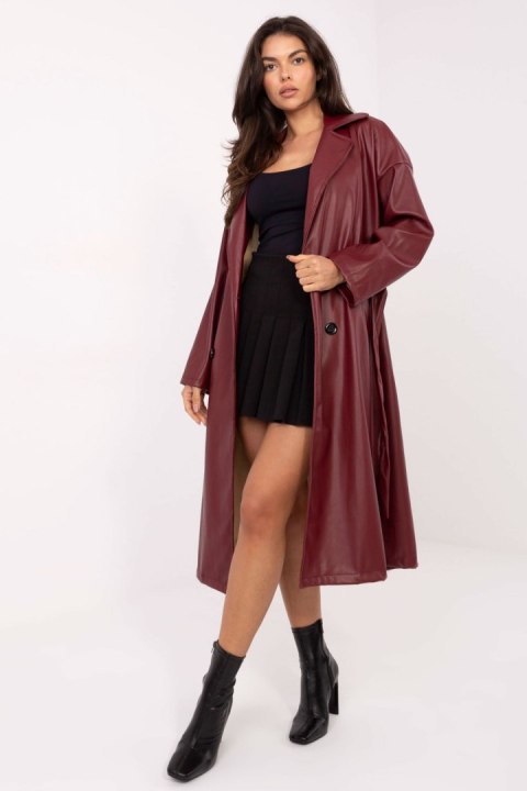 Płaszcz Damski Model IT-PL-A8393.81 Bordo - Rue Paris Płaszcz Damski Model IT-PL-A8393.81 Bordo - Rue Paris