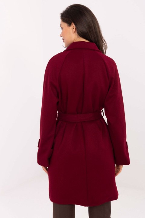 Płaszcz Damski Model IT-PL-A9589.58 Bordo - Rue Paris Płaszcz Damski Model IT-PL-A9589.58 Bordo - Rue Paris