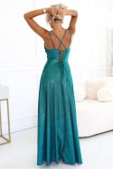 Sukienka Model 589-3 Green Brokat - Numoco Sukienka Model 589-3 Green Brokat - Numoco