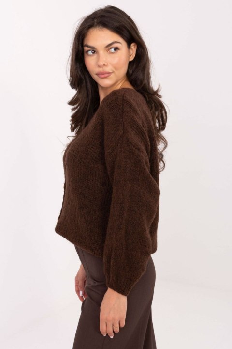 Sweter Damski Model MI-SW-0309.89 Dark Brown - Rue Paris Sweter Damski Model MI-SW-0309.89 Dark Brown - Rue Paris