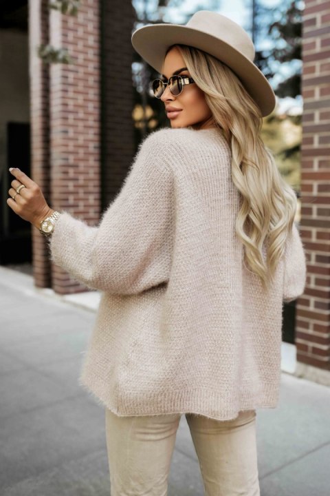 Sweter Kardigan Model 631-1 Beige - Numoco Sweter Kardigan Model 631-1 Beige - Numoco