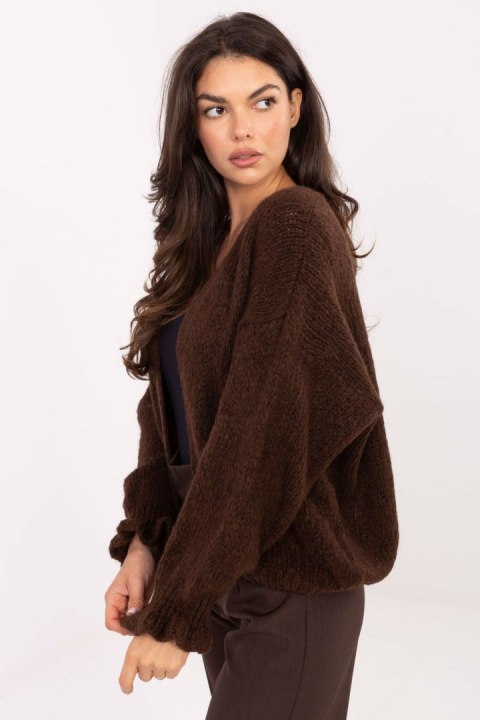 Sweter Kardigan Model MI-SW-0904.82 Dark Brown - Rue Paris Sweter Kardigan Model MI-SW-0904.82 Dark Brown - Rue Paris