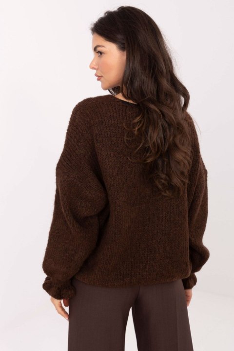 Sweter Kardigan Model MI-SW-0904.82 Dark Brown - Rue Paris Sweter Kardigan Model MI-SW-0904.82 Dark Brown - Rue Paris