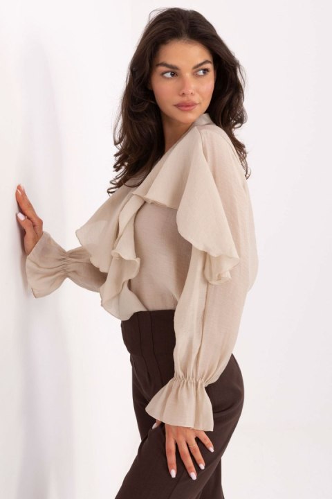 Koszula Damska Model MI-BZ-27427.96 Beige - Rue Paris Koszula Damska Model MI-BZ-27427.96 Beige - Rue Paris