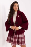Płaszcz Damski Model IT-KR-FL8159.24 Bordo - Rue Paris Płaszcz Damski Model IT-KR-FL8159.24 Bordo - Rue Paris