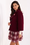 Płaszcz Damski Model IT-KR-FL8159.24 Bordo - Rue Paris Płaszcz Damski Model IT-KR-FL8159.24 Bordo - Rue Paris