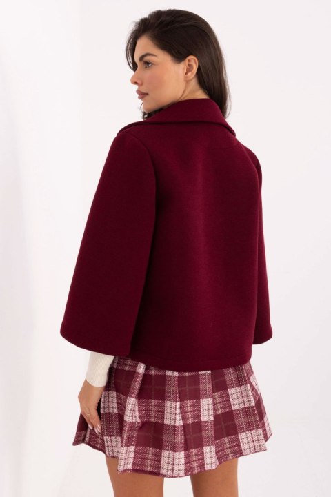 Płaszcz Damski Model IT-KR-FL8159.24 Bordo - Rue Paris Płaszcz Damski Model IT-KR-FL8159.24 Bordo - Rue Paris