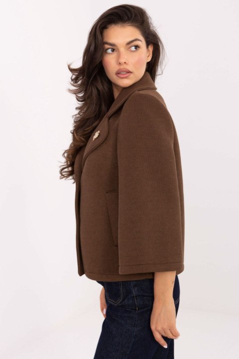 Płaszcz Damski Model IT-KR-FL8159.24 Brown - Rue Paris Płaszcz Damski Model IT-KR-FL8159.24 Brown - Rue Paris