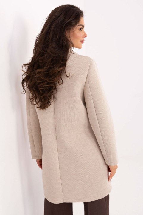 Płaszcz Damski Model IT-PL-FL8153.60 Beige - Rue Paris Płaszcz Damski Model IT-PL-FL8153.60 Beige - Rue Paris