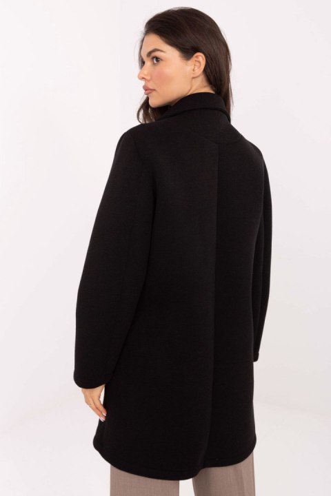 Płaszcz Damski Model IT-PL-FL8153.60 Black - Rue Paris Płaszcz Damski Model IT-PL-FL8153.60 Black - Rue Paris