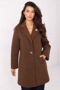 Płaszcz Damski Model IT-PL-FL8153.60 Brown - Rue Paris Płaszcz Damski Model IT-PL-FL8153.60 Brown - Rue Paris