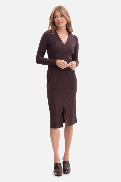Sukienka Model B307 Gorzka Czekolada - BeWear Sukienka Model B307 Gorzka Czekolada - BeWear