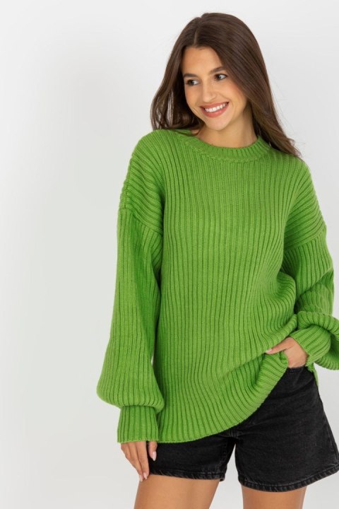 Sweter Damski Model LC-SW-0334.10P Light Green - Rue Paris Sweter Damski Model LC-SW-0334.10P Light Green - Rue Paris