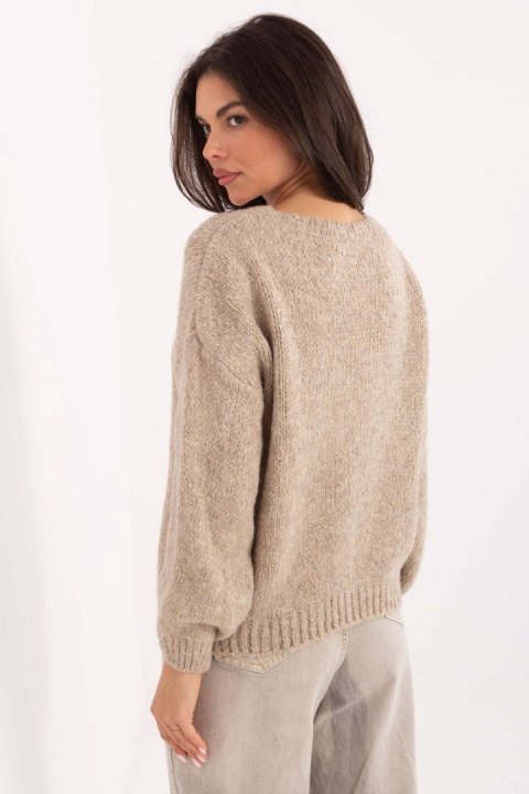 Sweter Damski Model MI-SW-0309.89 Beige - Rue Paris Sweter Damski Model MI-SW-0309.89 Beige - Rue Paris