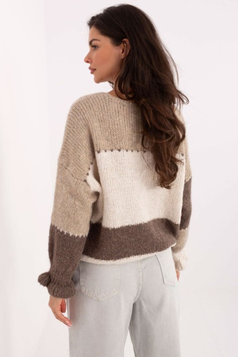 Sweter Damski Model MI-SW-0903.87 Beige - Rue Paris Sweter Damski Model MI-SW-0903.87 Beige - Rue Paris