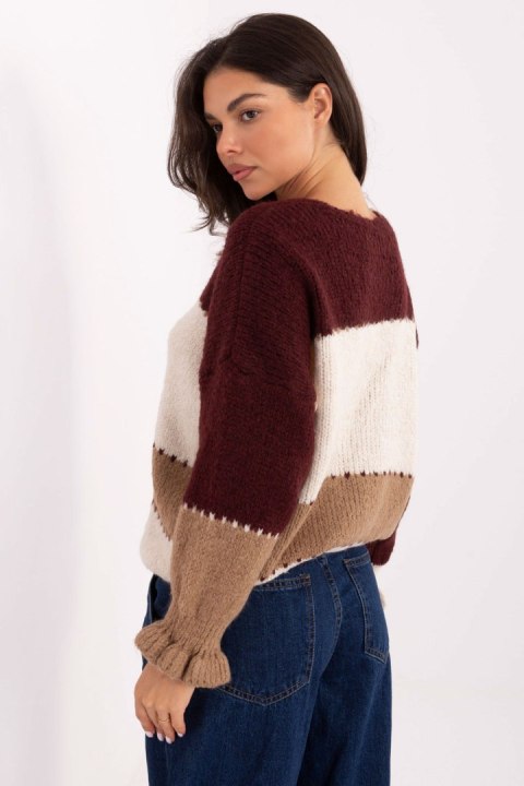 Sweter Damski Model MI-SW-0903.87 Bordo - Rue Paris Sweter Damski Model MI-SW-0903.87 Bordo - Rue Paris