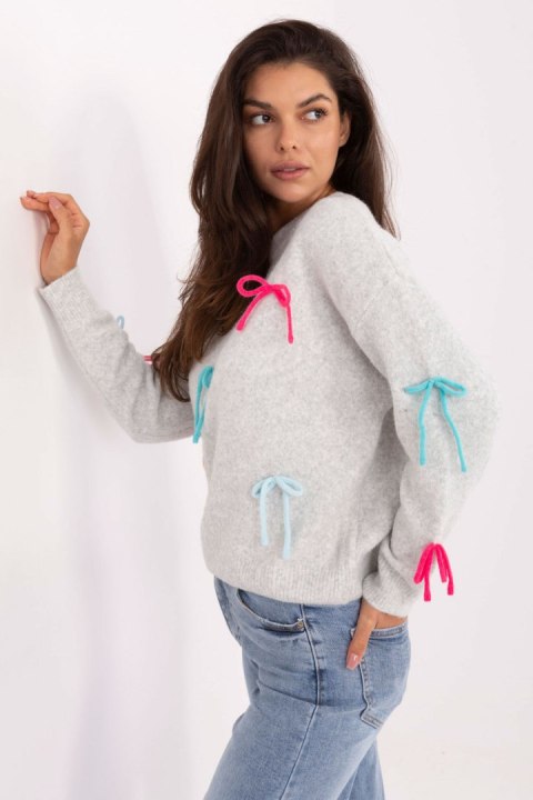 Sweter Damski Model PM-SW-SC82.41 Light Grey - Factory Price Sweter Damski Model PM-SW-SC82.41 Light Grey - Factory Price