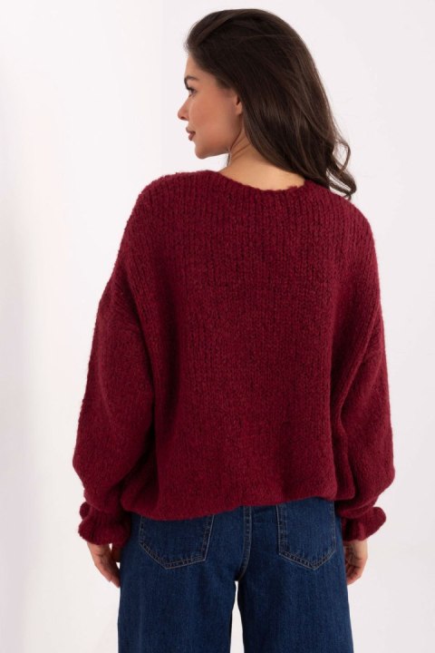 Sweter Kardigan Model MI-SW-0904.82 Bordo - Rue Paris Sweter Kardigan Model MI-SW-0904.82 Bordo - Rue Paris