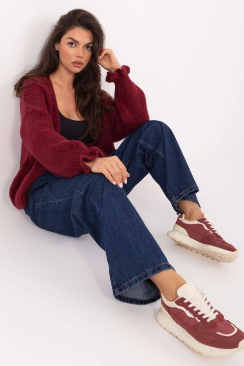 Sweter Kardigan Model MI-SW-0904.82 Bordo - Rue Paris Sweter Kardigan Model MI-SW-0904.82 Bordo - Rue Paris