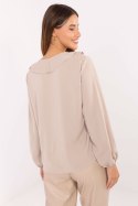 Bluzka Model MI-BZ-3261.23 Dark Beige - Rue Paris Bluzka Model MI-BZ-3261.23 Dark Beige - Rue Paris