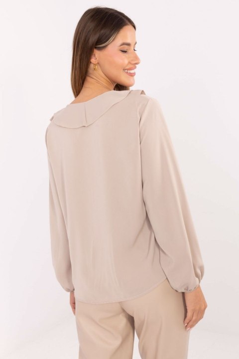 Bluzka Model MI-BZ-3261.23 Dark Beige - Rue Paris Bluzka Model MI-BZ-3261.23 Dark Beige - Rue Paris