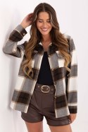 Koszula Damska Model MI-KS-9384.22 Brown - Rue Paris Koszula Damska Model MI-KS-9384.22 Brown - Rue Paris