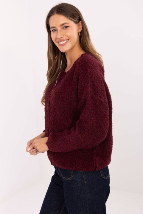 Sweter Damski Model MI-SW-3WB219.21 Bordo - Rue Paris Sweter Damski Model MI-SW-3WB219.21 Bordo - Rue Paris