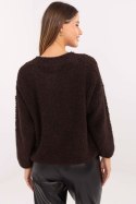 Sweter Damski Model MI-SW-3WB219.21 Dark Brown - Rue Paris Sweter Damski Model MI-SW-3WB219.21 Dark Brown - Rue Paris