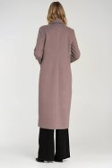 Elegancki płaszcz dwurzędowy PL25 Beige - Nife