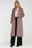 Elegancki płaszcz dwurzędowy PL25 Beige - Nife