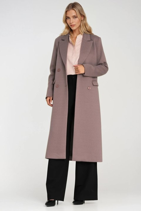Elegancki płaszcz dwurzędowy PL25 Beige - Nife Elegancki płaszcz dwurzędowy PL25 Beige - Nife
