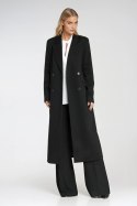 Elegancki płaszcz dwurzędowy PL25 Black - Nife