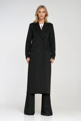 Elegancki płaszcz dwurzędowy PL25 Black - Nife