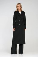 Elegancki płaszcz dwurzędowy PL25 Black - Nife