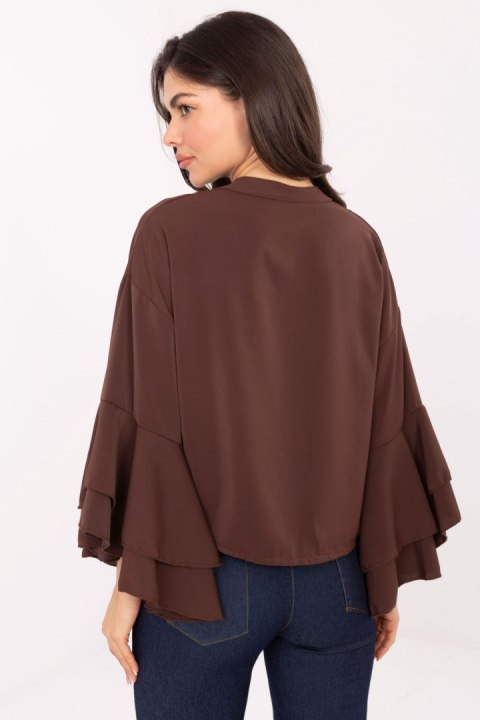 Koszula Damska Model MI-KS-3173.49 Brown - Rue Paris Koszula Damska Model MI-KS-3173.49 Brown - Rue Paris